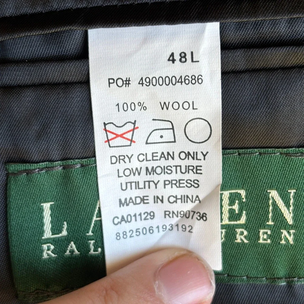 Lauren Ralph Lauren Mens 48L Black 100% Wool Sport Coat 2 Button Blazer